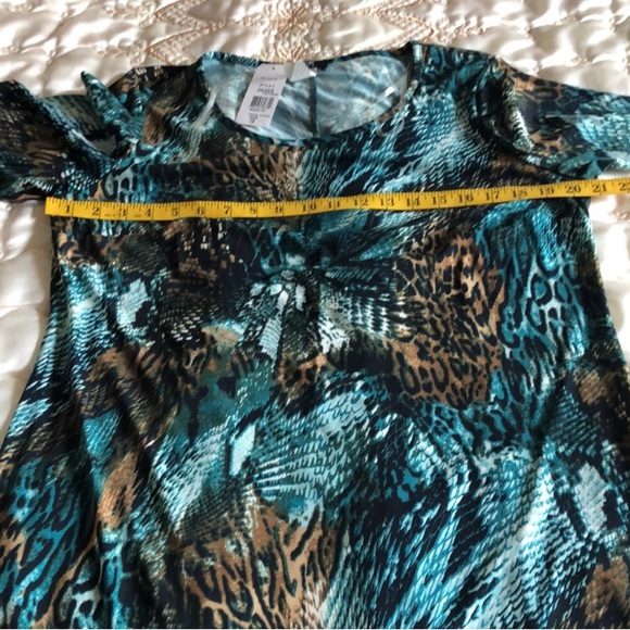 New MSK Animal print Bell sleeve Green multicolor Dress - Picture 9 of 16